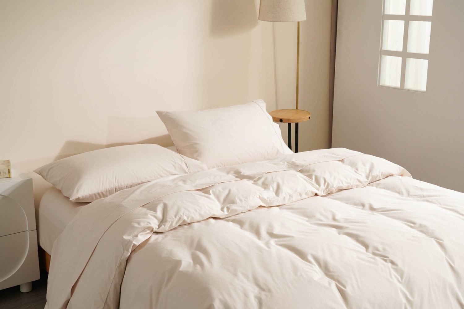 Organic Percale Cotton Sheet & Duvet Cover Set - SELENE -