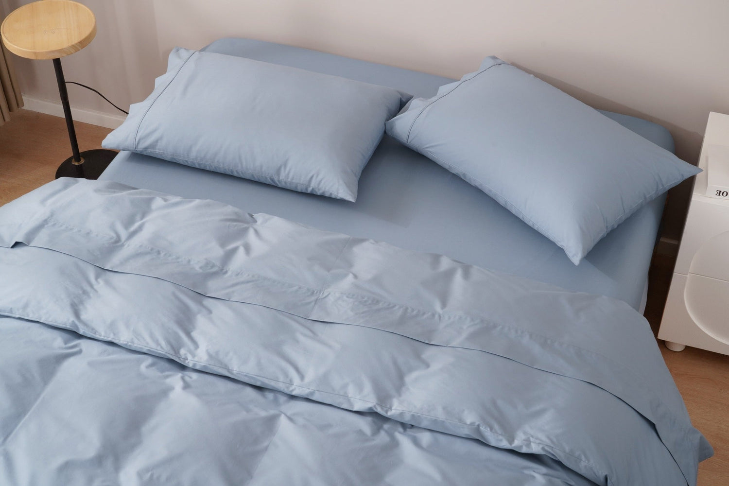 Organic Percale Cotton Sheet & Duvet Cover Set - SELENE
