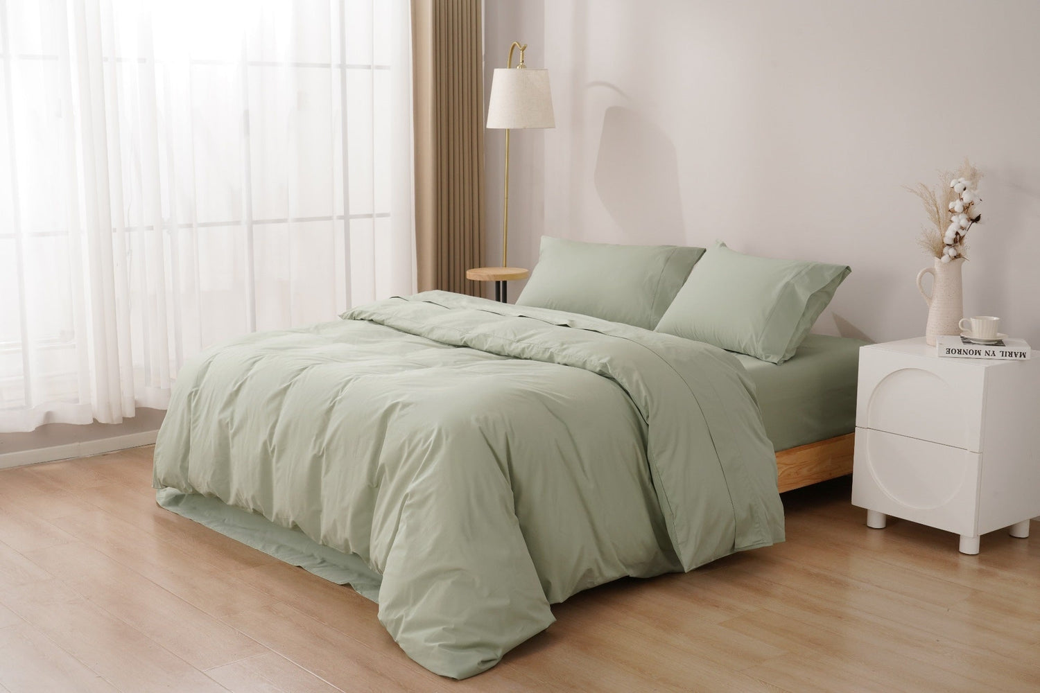 Organic Percale Cotton Sheet & Duvet Cover Set - SELENE