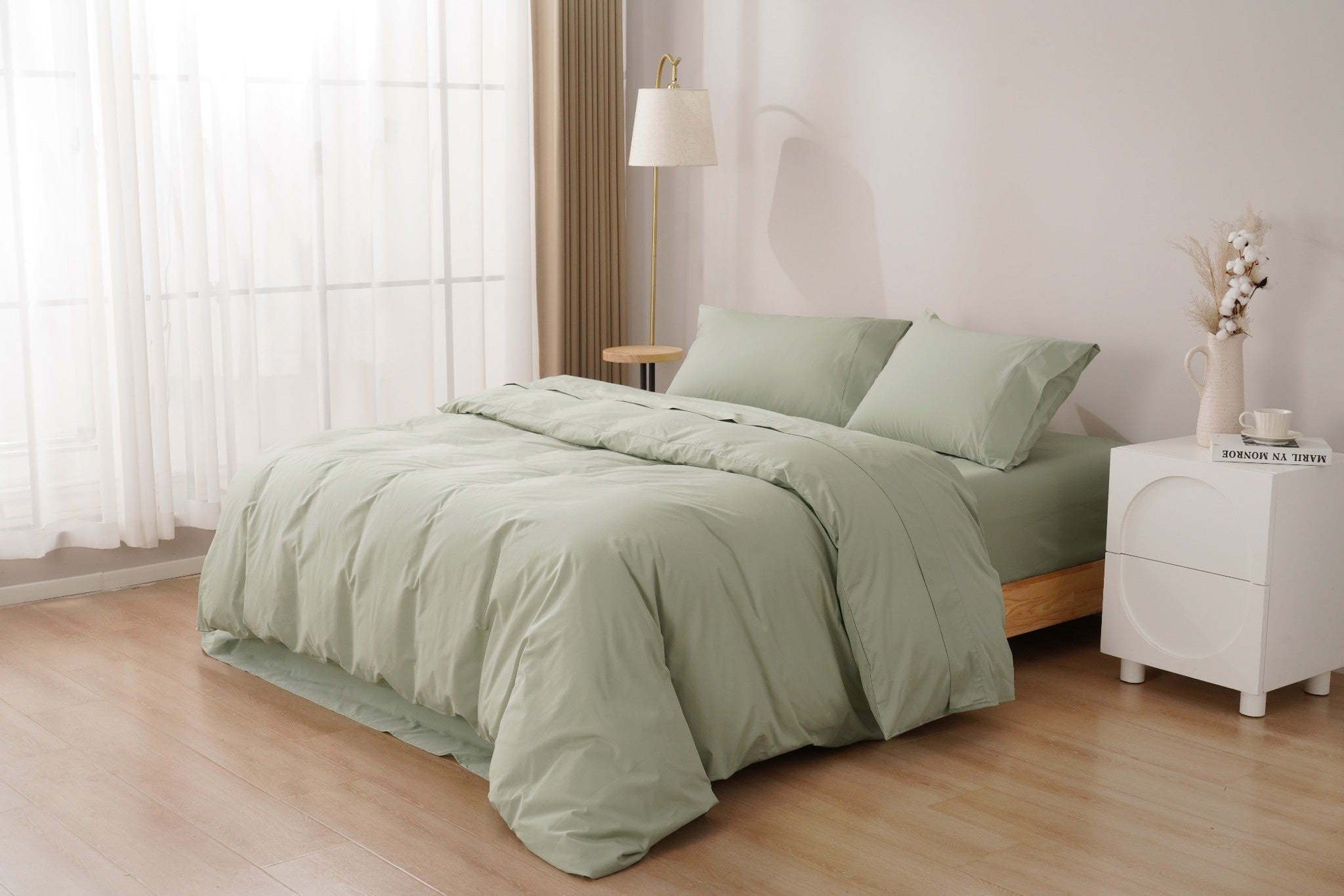 Organic Percale Cotton Sheet & Duvet Cover Set - SELENE