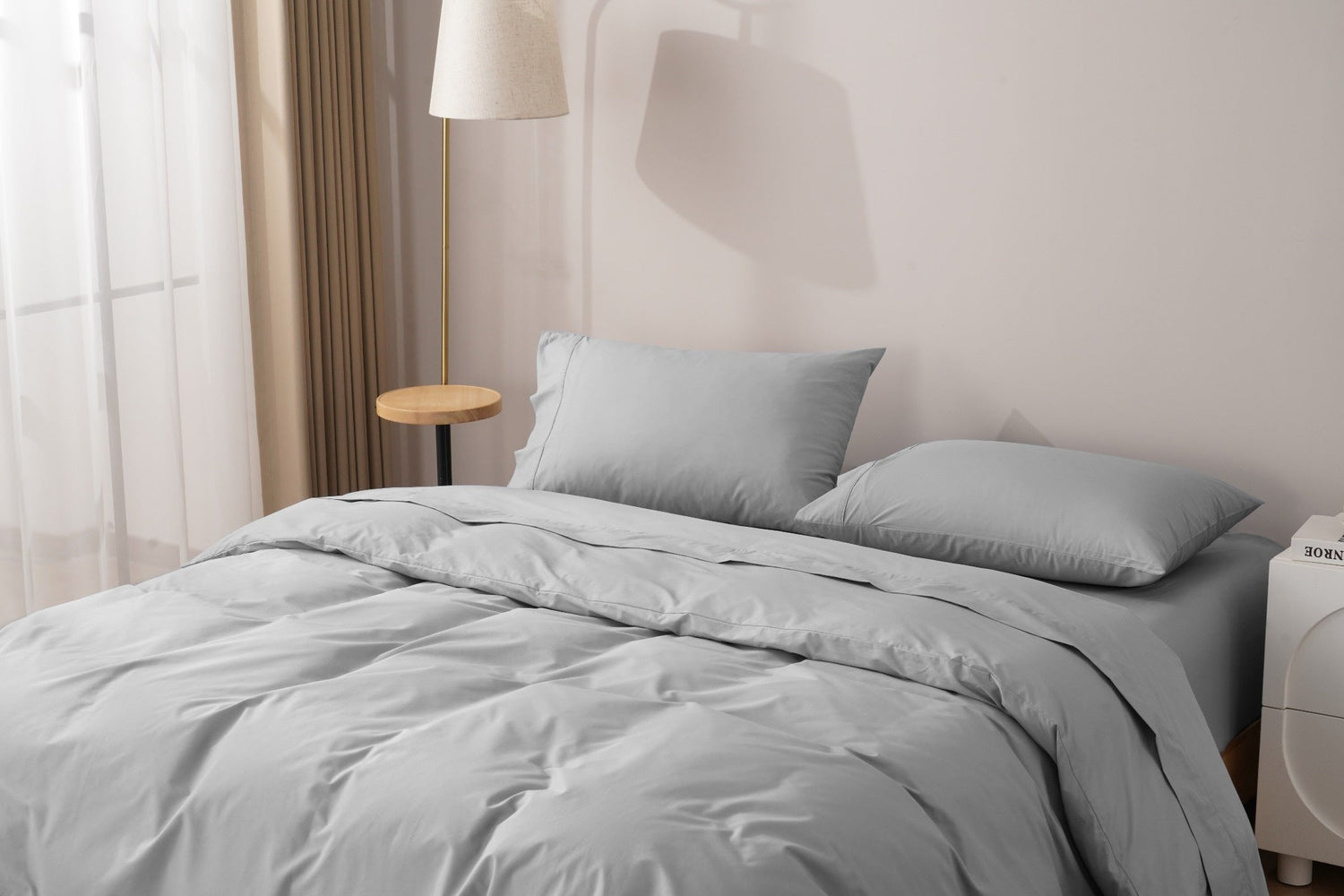 Organic Percale Cotton Sheet & Duvet Cover Set - SELENE