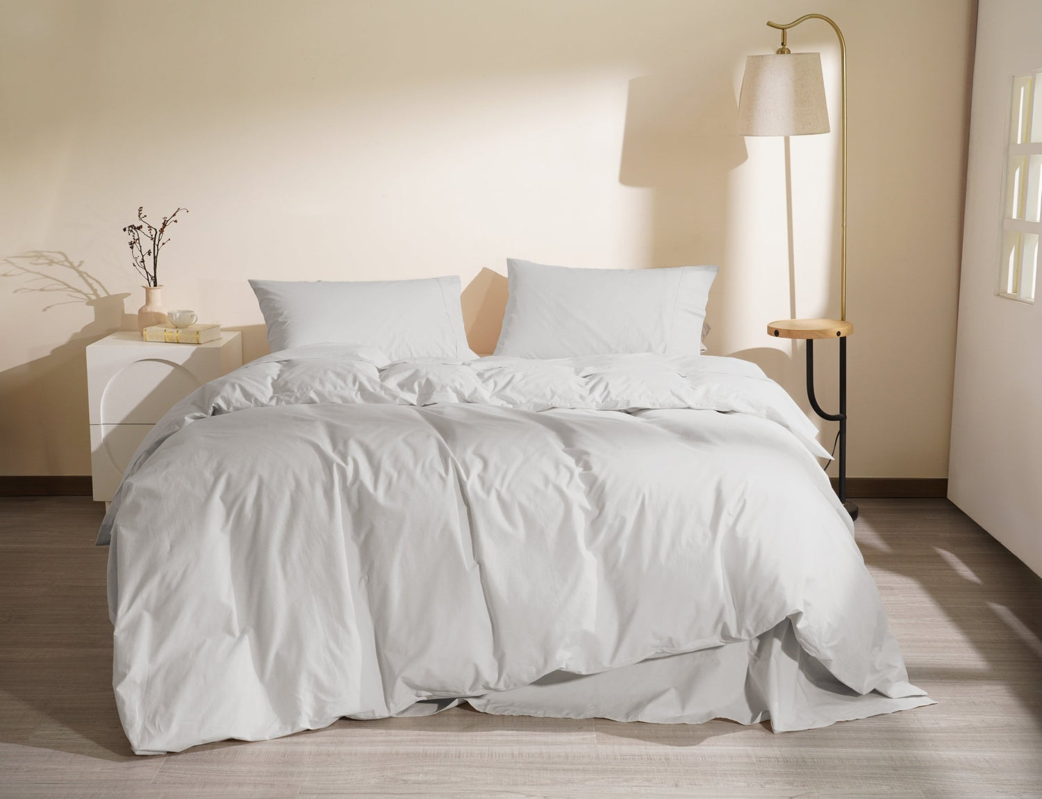 Organic Percale Cotton Sheet & Duvet Cover Set - SELENE -