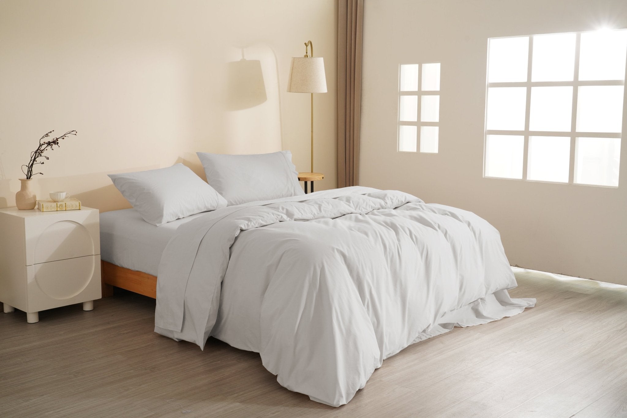 Organic Percale Cotton Sheet & Duvet Cover Set - SELENE -