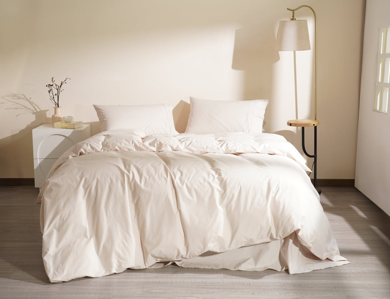 Organic Percale Cotton Sheet & Duvet Cover Set - SELENE -
