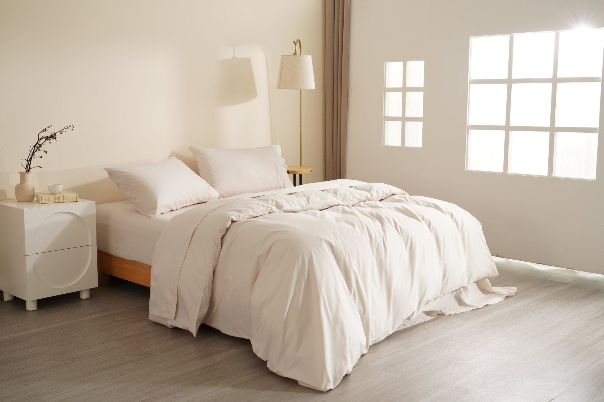 Organic Percale Cotton Sheet & Duvet Cover Set - SELENE -