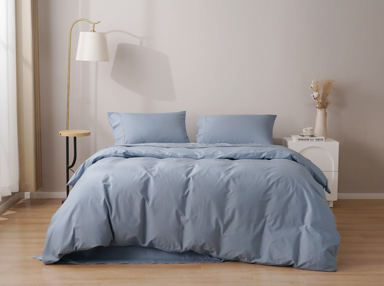 Organic Percale Cotton Sheet & Duvet Cover Set - SELENE