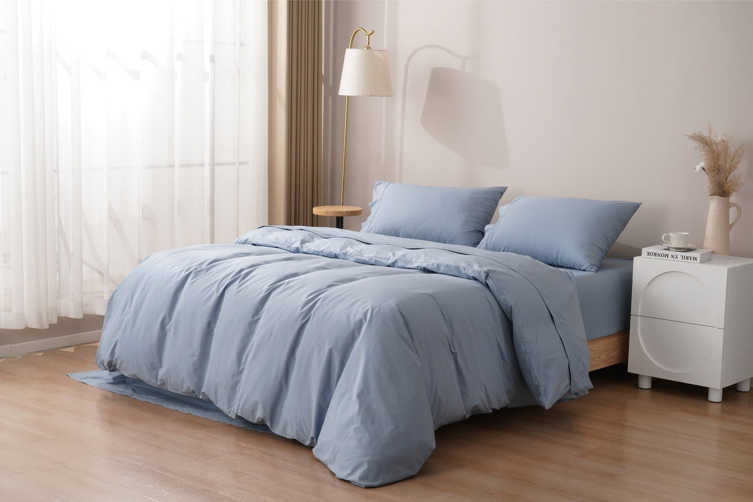 Organic Percale Cotton Sheet & Duvet Cover Set - SELENE