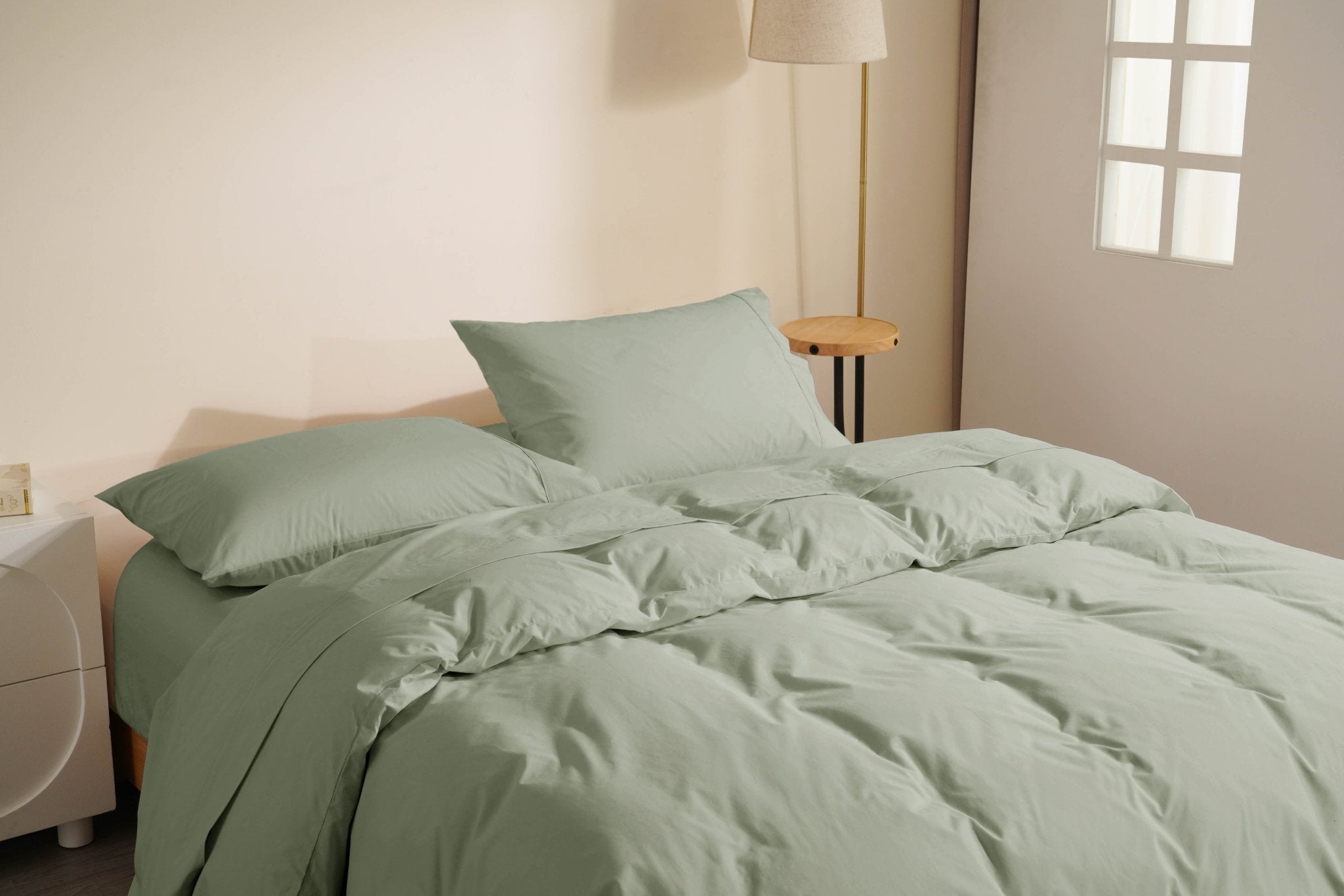 Organic Percale Cotton Sheet & Duvet Cover Set - SELENE -