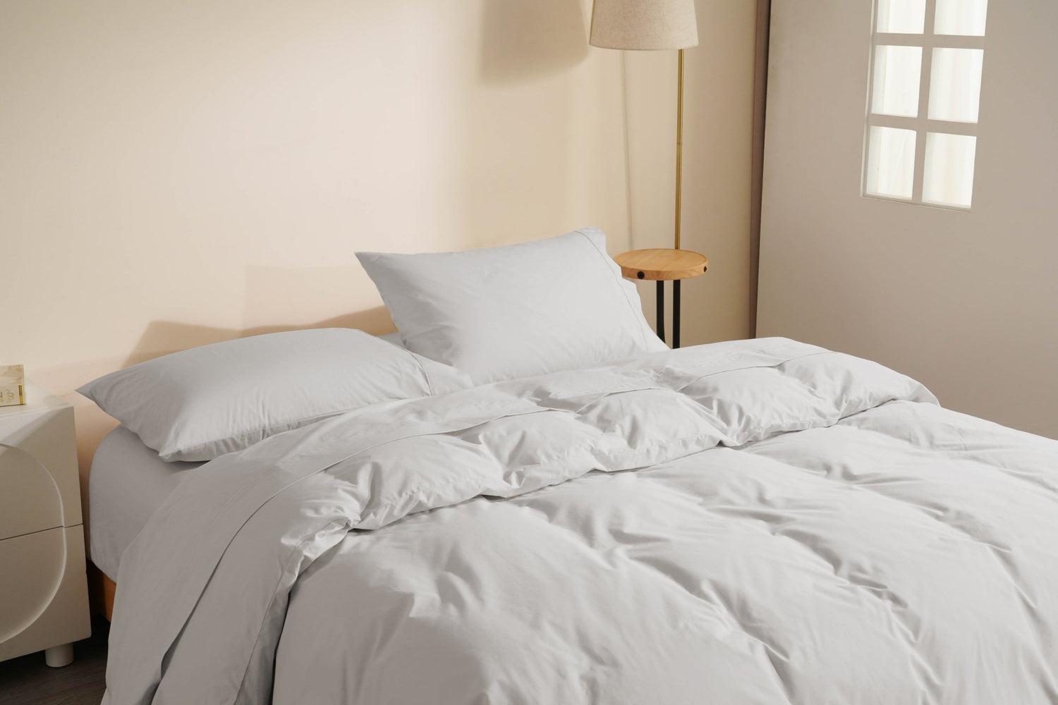 Organic Percale Cotton Sheet & Duvet Cover Set - SELENE -