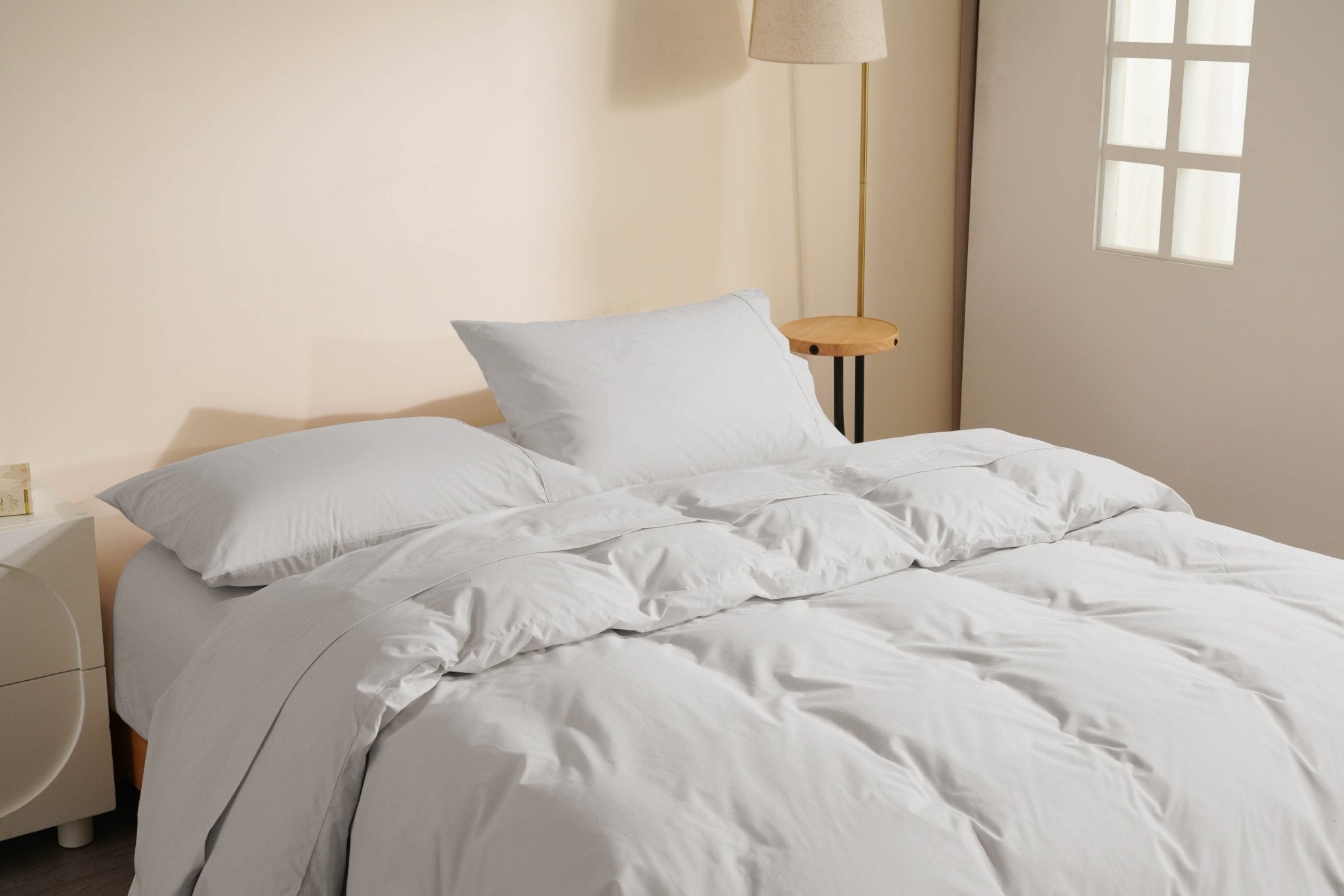 Organic Percale Cotton Sheet & Duvet Cover Set - SELENE -