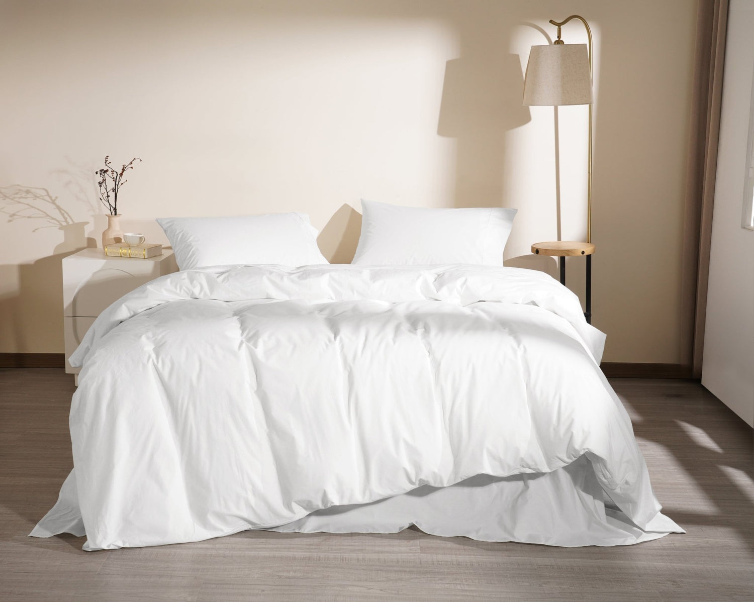 Organic Percale Cotton Sheet & Duvet Cover Set - SELENE -