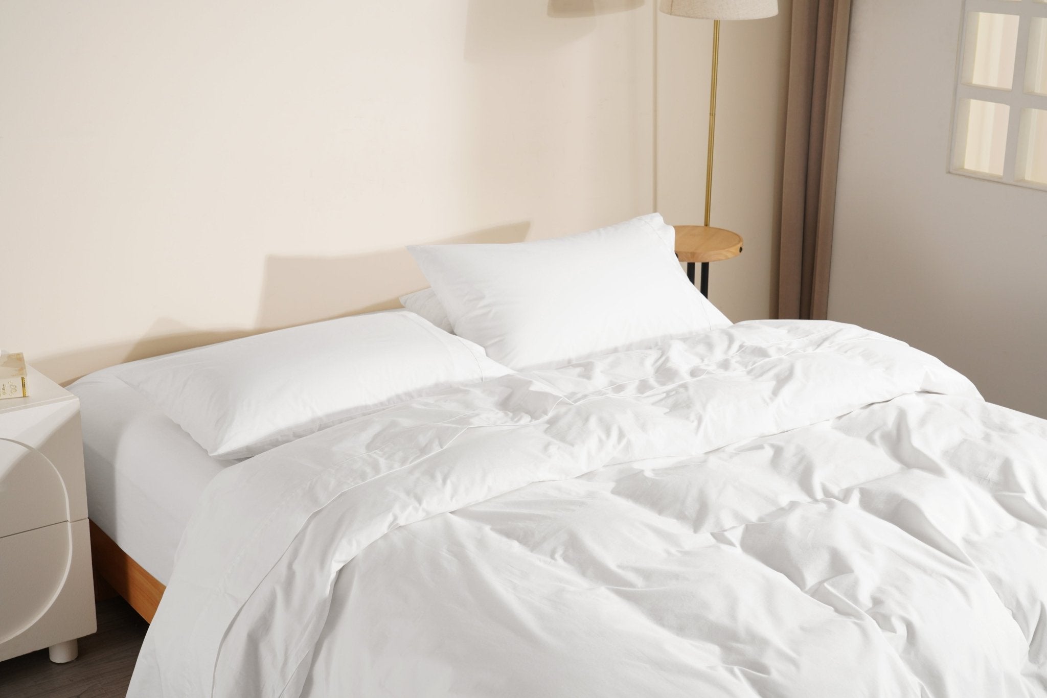 Organic Percale Cotton Sheet & Duvet Cover Set - SELENE -