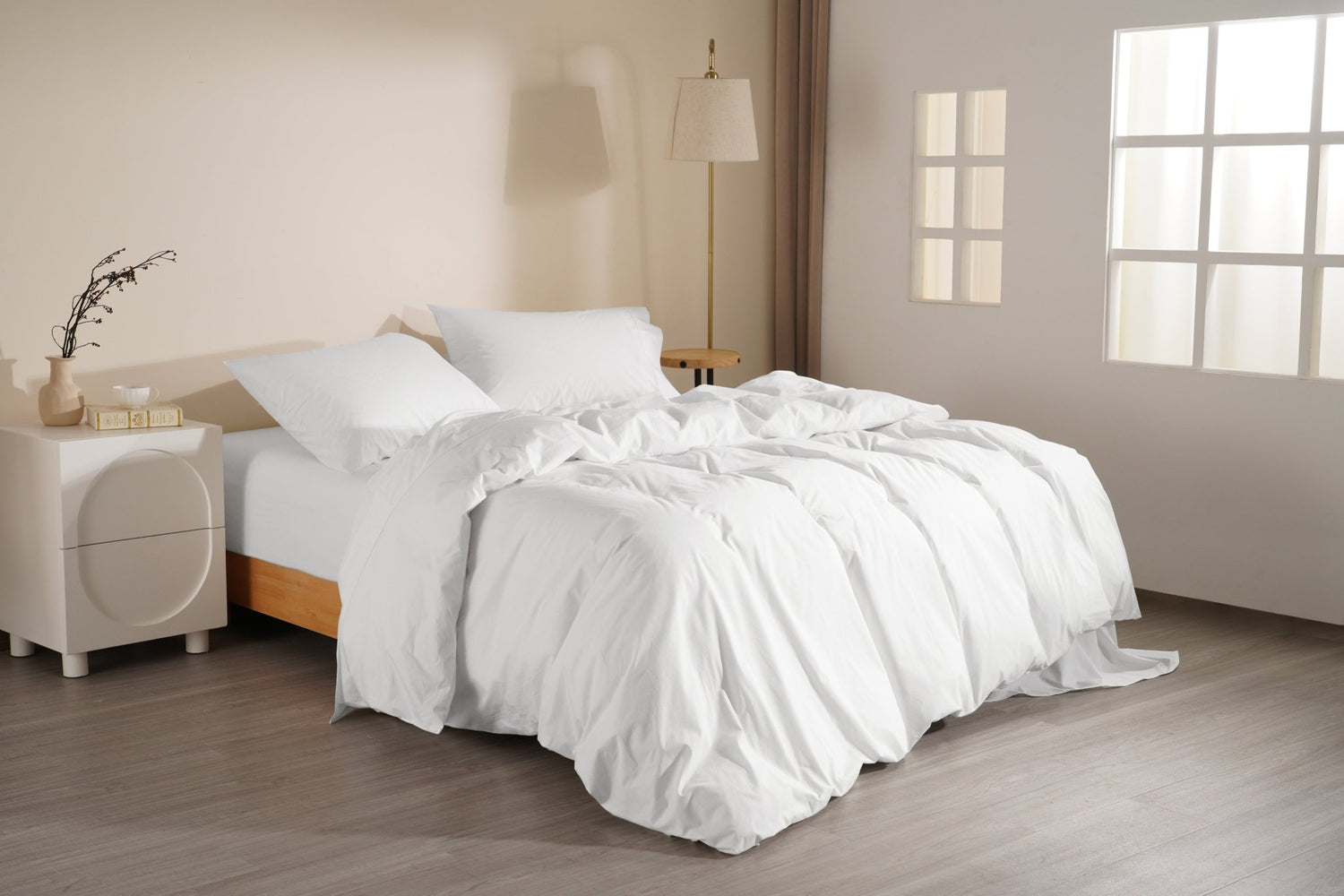 Organic Percale Cotton Sheet & Duvet Cover Set - SELENE -