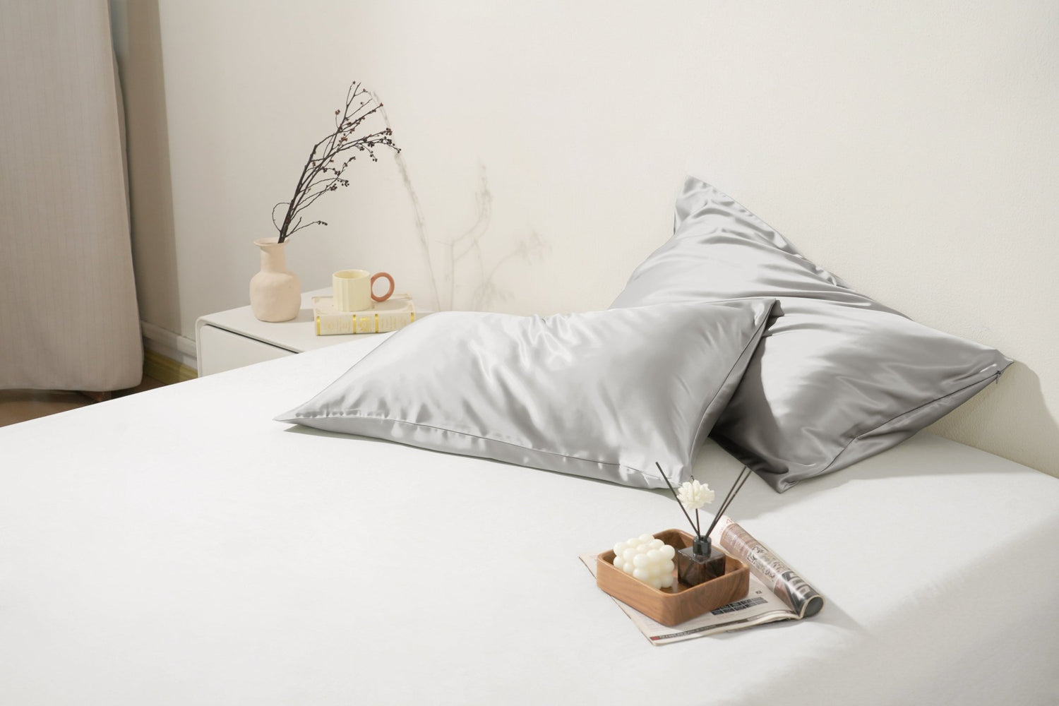 Luxury Mulberry Silk Pillowcase - SELENE - #color_pewter-gray